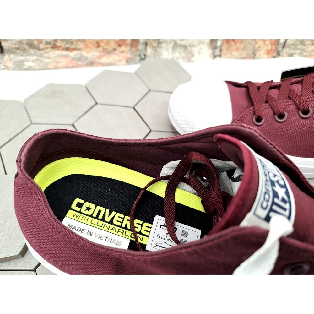 Converse All Star Chuck Taylor II Lunarlon Men's Sz 13 Wine White Sneakers Rare - Picture 2 of 11